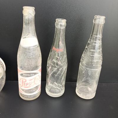 Antique lidded Jar = Pepsi bottles and an advertisement Ashtray - Lamar Colorado