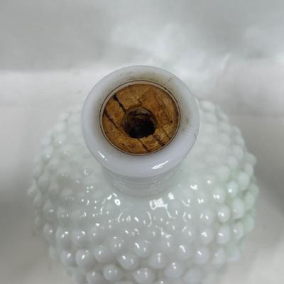 Vintage Fenton Hobnail perfume bottle and 2 Avon Sea Spirit Foaming Bath Oil Koi Fish Bottles