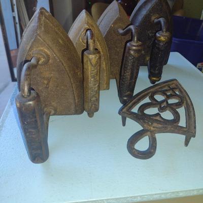 Collection of #5 and #7 Antique Cast Body Sad Irons