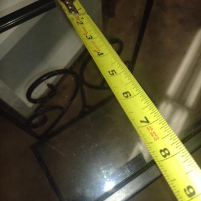 Metal Frame Double Glass Shelf Table