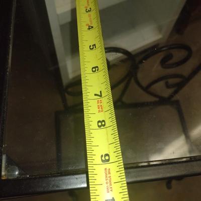 Metal Frame Double Glass Shelf Table