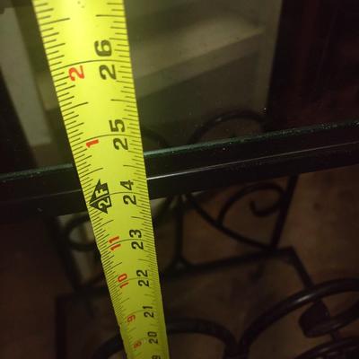 Metal Frame Double Glass Shelf Table