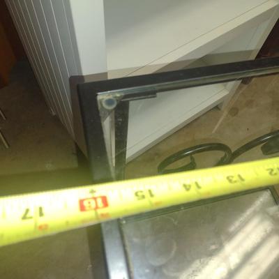 Metal Frame Double Glass Shelf Table