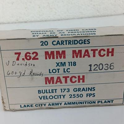 1965 MATCH - 7.62 MM Match Ammunition - Lake City Army Ammunition Plant