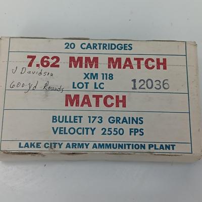 1965 MATCH - 7.62 MM Match Ammunition - Lake City Army Ammunition Plant