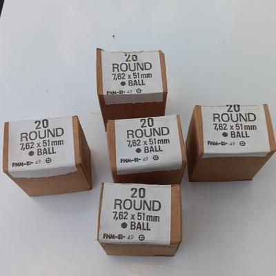 100 rounds of Ammunition - 7.62 x 51 mm ball - Military Issued