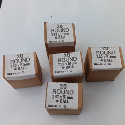 100 rounds of Ammunition - 7.62 x 51 mm ball - Military Issued