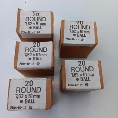 100 rounds of Ammunition - 7.62 x 51 mm ball - Military Issued