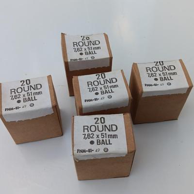 100 rounds of Ammunition - 7.62 x 51 mm ball - Military Issued