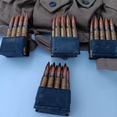 Canvass Ammunition belt / Pouch with Ammunition - 128 total rounds - DA 62 Marked