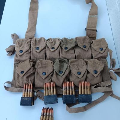 Canvass Ammunition belt / Pouch with Ammunition - 128 total rounds - DA 62 Marked