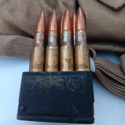 Canvass Ammunition belt / Pouch with Ammunition - 128 total rounds - DA 62 Marked