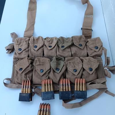 Canvass Ammunition belt / Pouch with Ammunition - 128 total rounds - DA 62 Marked