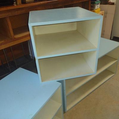 Set of Three Wood Cubby Storage Stands
