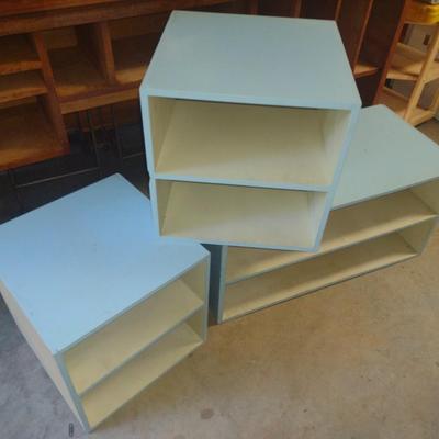 Set of Three Wood Cubby Storage Stands
