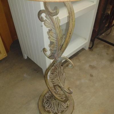 Wrought Metal Decorative Pedestal Glass Top Plant Stand