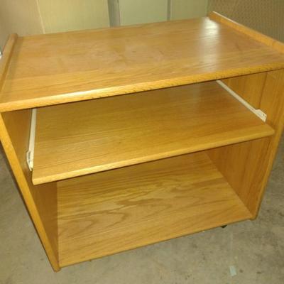 Laminate Wood Grain Finish Office Worktable or Printer Stand on Castors