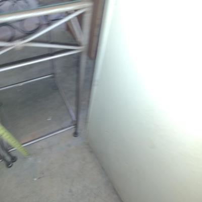 Pair of Metal Frame Stands with Glass Shelves
