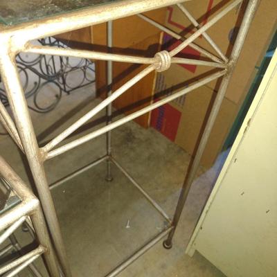 Pair of Metal Frame Stands with Glass Shelves