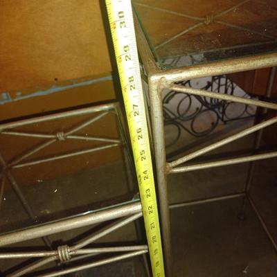 Pair of Metal Frame Stands with Glass Shelves