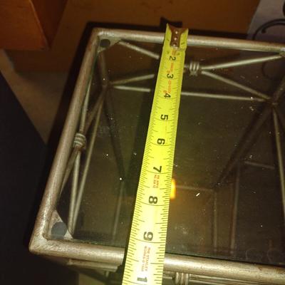 Pair of Metal Frame Stands with Glass Shelves