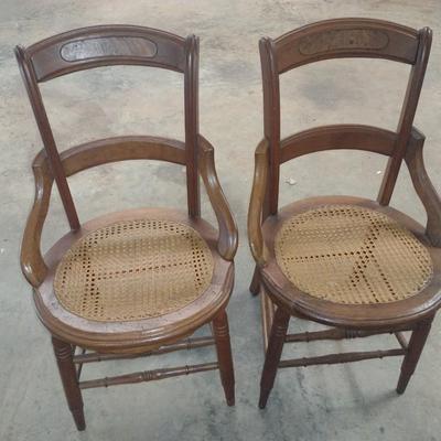 Pair of Vintage Sitting Chairs with Cane Seats