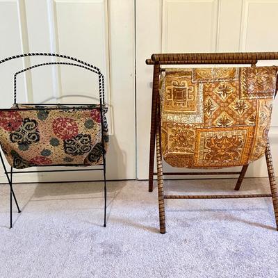 Two Vintage Knitting Basket Sewing Bags
