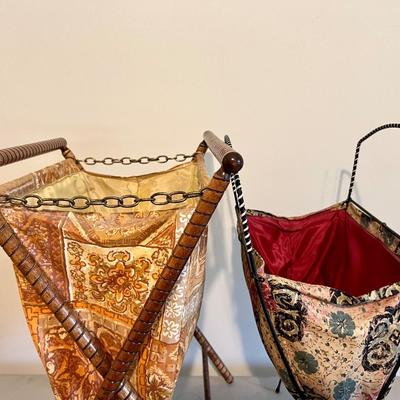 Two Vintage Knitting Basket Sewing Bags