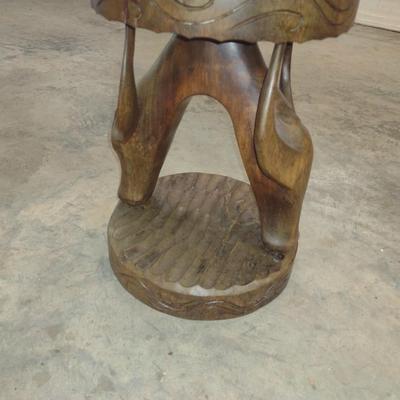 Hand Carved Wood Figural Pedestal Table or Stand