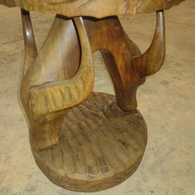 Hand Carved Wood Figural Pedestal Table or Stand