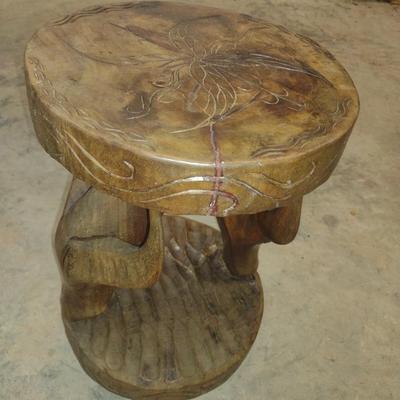 Hand Carved Wood Figural Pedestal Table or Stand