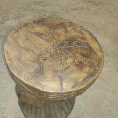 Hand Carved Wood Figural Pedestal Table or Stand