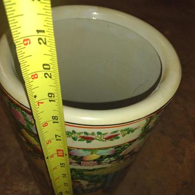 Vintage Ceramic Chinoiserie Umbrella Stand
