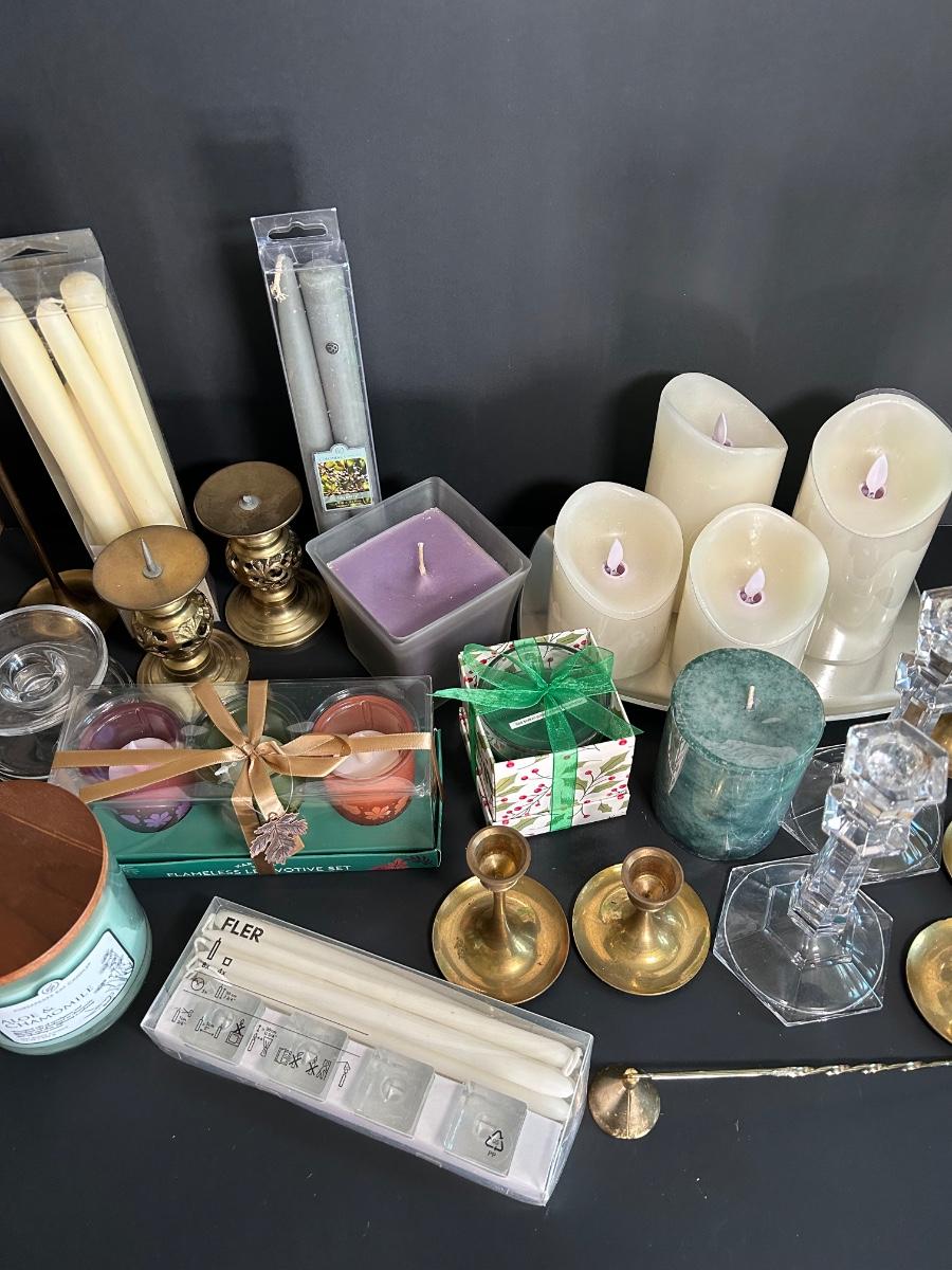 LOT 145D Candle Lot Flameless Candles, Pillar Candles, Tapper