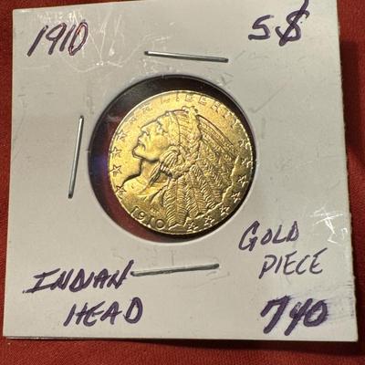1910 INDIAN HEAD 5$ GOLD PIECE
