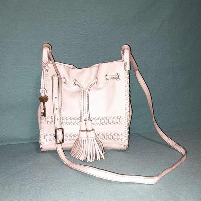 WHITE LEATHER FOSSIL PURSE AND LEATHER WALLET