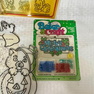 Lot of 3 craft make/bake stained glass type projects