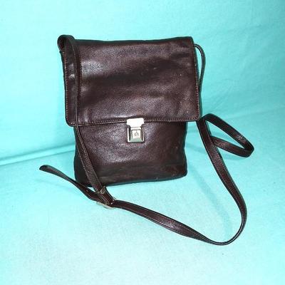 DARK BROWN LEATHER AND DV FRINGE HANDBAG