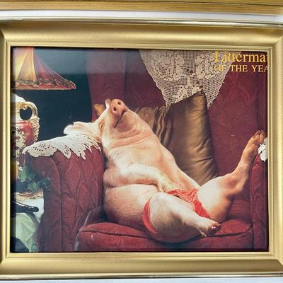 Humorous Framed Piglet Art: Littermate of the Year