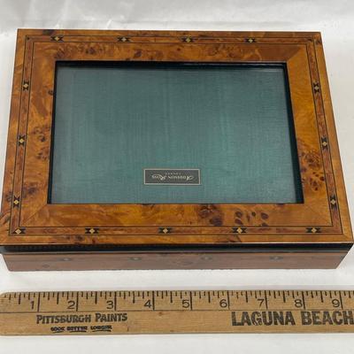 Burl Wood Vintage Box Glass Top