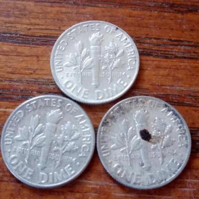 LOT 69 THREE SILVER DIMES