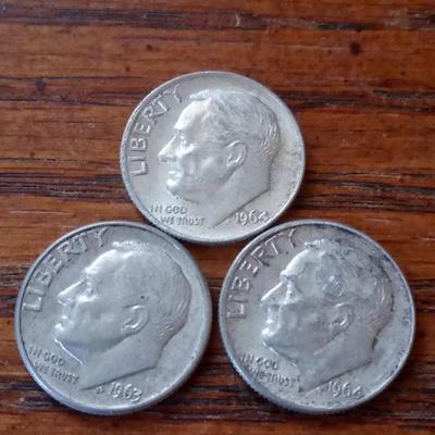 LOT 69 THREE SILVER DIMES