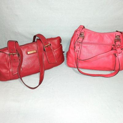 TWO RED ROSETTI LEATHER PURSES