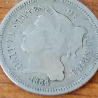 LOT 73 1866 3 CENT COIN