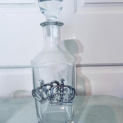King & Queen Crown Glass Decanter & 2 Tumbler -