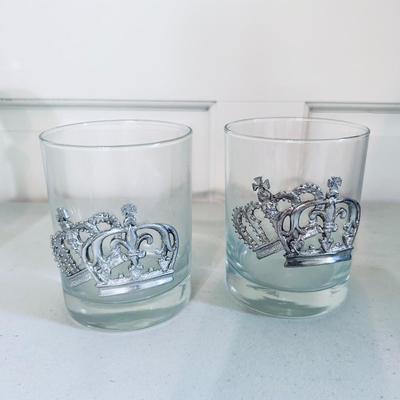 King & Queen Crown Glass Decanter & 2 Tumbler -