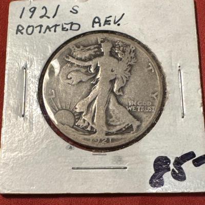 1921 S Walking liberty rotated AEv. US COIN .50c
