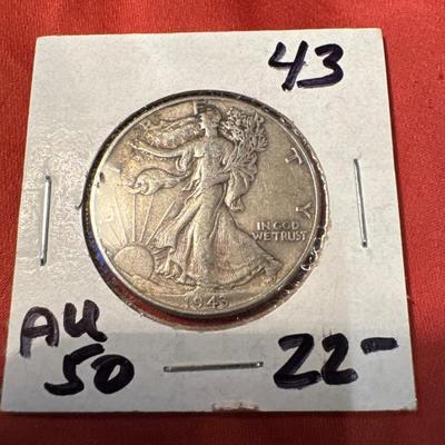 1943 P WALKING LIBERTY AU 50 us coin .50c