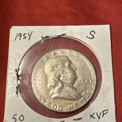 1954 S BENJAMIN FRANKLIN XVF US COIN .50c