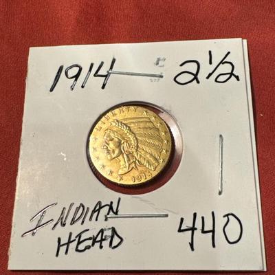1914 2 1/2 INDIAN HEAD GOLD PIECE
